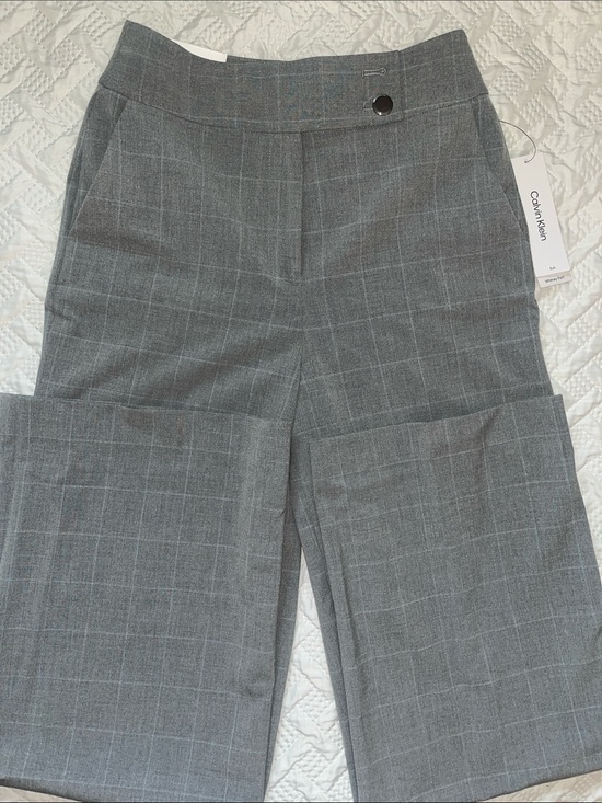 Calvin Klein Pants - Calvin Klein Gray Plaid Wide-Leg Trousers